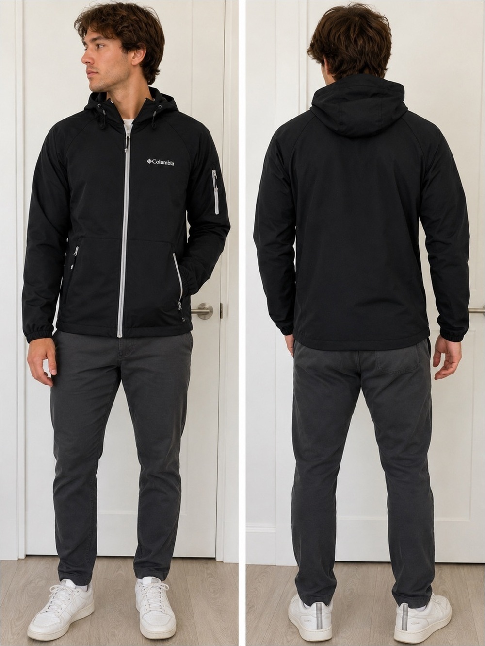 Columbia Black Softshell Hooded Jacket Men’s Small